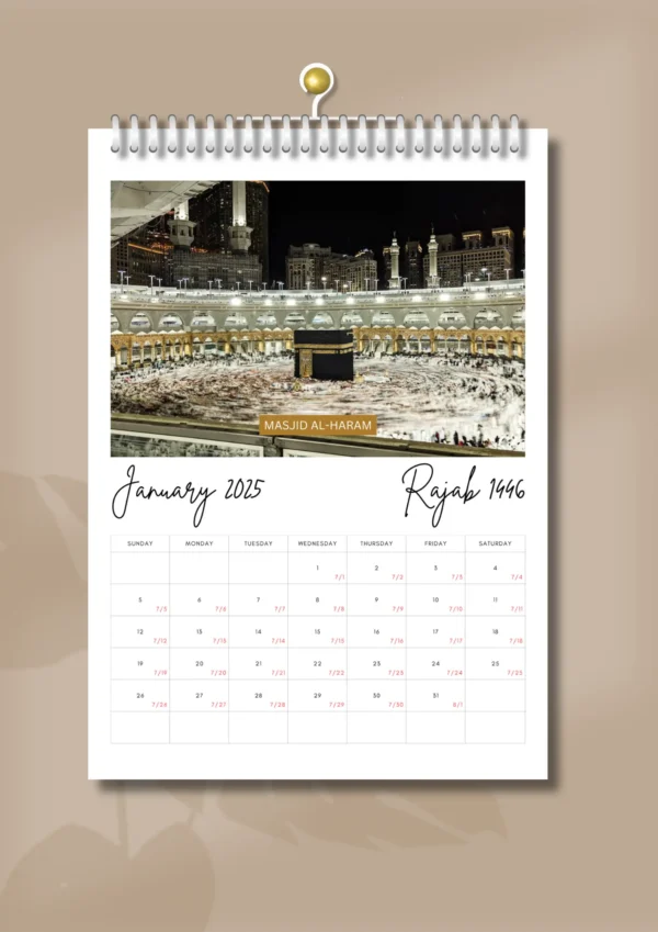 Gregorian - Hijri Wall Calendar 2025 | Islamic Calendar - Image 2